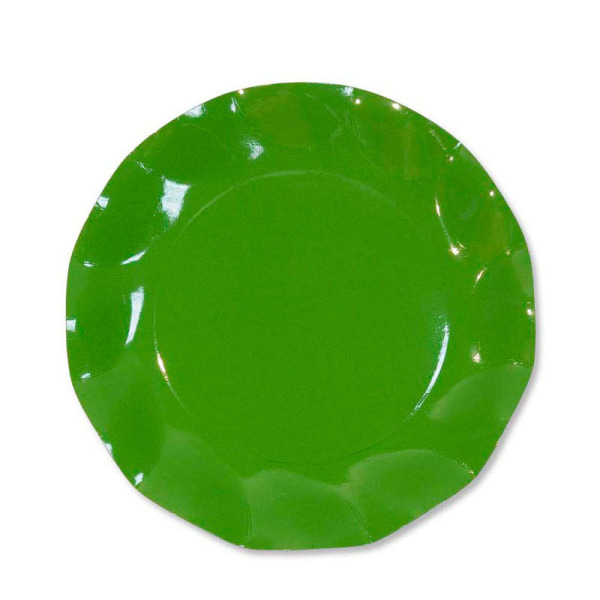 10 grandes assiettes rondes en carton vert pré party line 27 cm