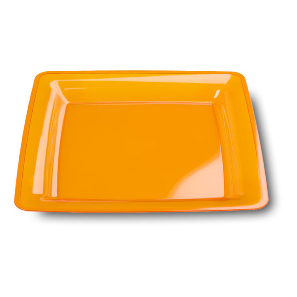 6 assiettes en plastique rigide carré orange 18 cm