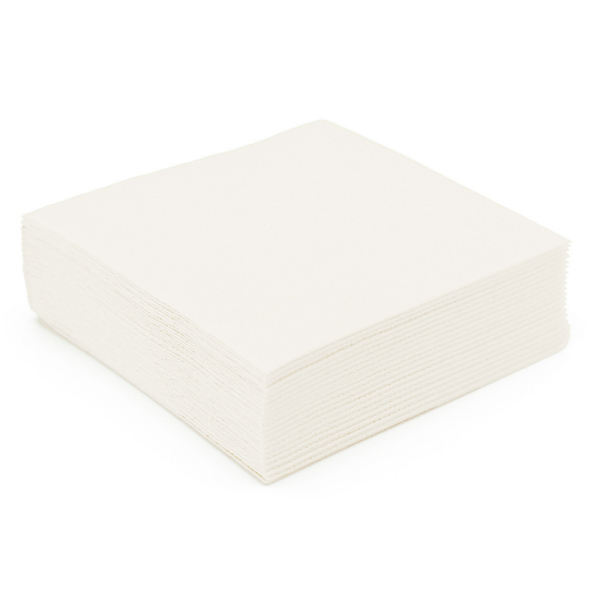 50 serviettes en papier microgaufré double épaisseur blanc 38 cm