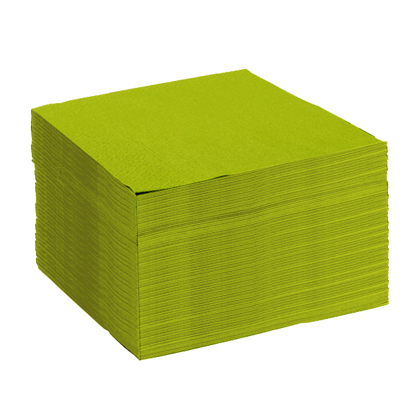 50 serviettes papier microgaufré double épaisseur vert pomme 38 cm