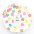 10 Assiettes en carton gros pois - Multicolore