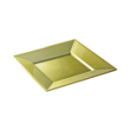 12 assiettes en plastique rigide carré or prestige 18 cm