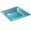12 assiettes en plastique rigidee carré turquoise prestige 24 cm