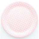 10 Assiettes en carton Vichy - Rose