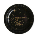 10 Assiettes Joyeuses Fêtes en carton - Noir