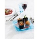 20 assiettes en plastique rigide carré turquoise 18 cm
