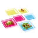 20 assiettes en plastique rigide carré vert anis 23 cm