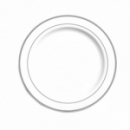 20 assiettes en plastique rigide blanc liseré argent 26 cm