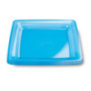 6 assiettes en plastique rigide carré turquoise 23 cm