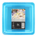 6 assiettes en plastique rigide carré turquoise 18 cm