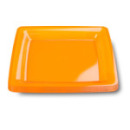 6 assiettes en plastique rigide carré orange 23 cm
