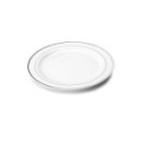 20 assiettes en plastique rigide blanc liseré argent 15 cm