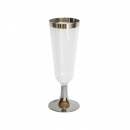 12 Flûtes à Champagne Celebration en plastique transparent et argent 15 cl