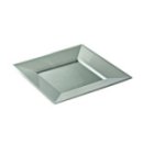 12 assiettes en plastique rigide carré argent PRESTIGE 18 cm