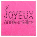 20 Serviettes de table Joyeux Anniversaire en papier - Fuchsia