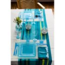 20 assiettes en plastique rigide carré turquoise 18 cm