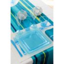 20 assiettes en plastique rigide carré turquoise 18 cm