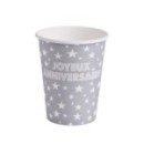 10 gobelets joyeux anniversaire en carton gris 25 cl 