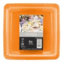 6 assiettes en plastique rigide carré orange 18 cm