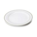 20 assiettes en plastique rigide blanc liseré or 23 cm
