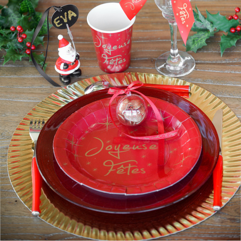 ASSIETTES X 6 ROUGE PASSION ANNIVERSAIRE 23CM - Ouest Fetes