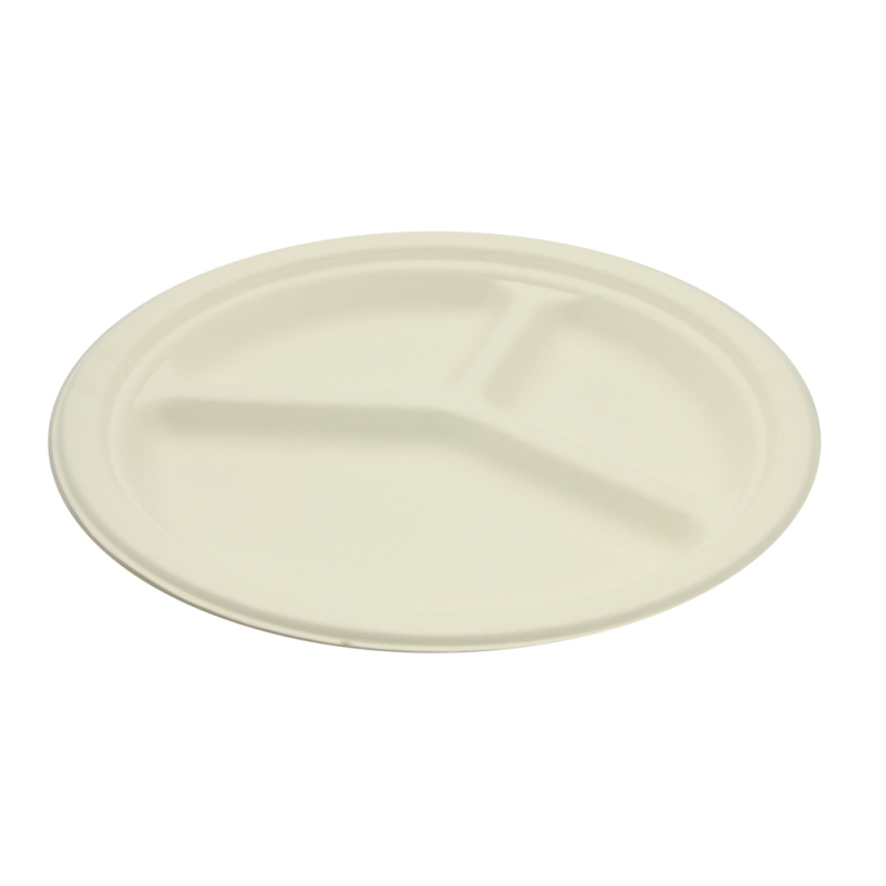 50 Assiettes Jetables 3 Compartiements Biodégradables Compostables